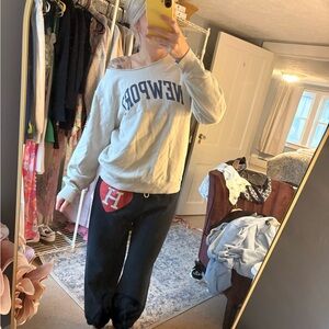 Pacsun off the shoulder cream and navy Newport sweatshirt